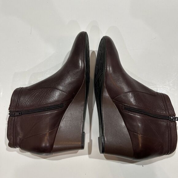 Naturalizer Brown Leather Wedge Zip Ankle Boots N5 Contour Women's 9.5 - Picture 9 of 11